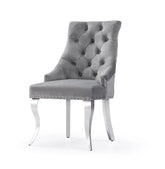 Harper Velvet Modern Dining Chair Grey Silver
