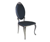 Alex Leather Stainless Steel Dining Chair Black Silver
