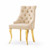 Harper Dining Chair Gold Stainless Steel Velvet Beige
