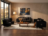 Sehrazat black and silver luxury velvet sofa set