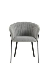 Dining Chair UDC24018 Grey with Vertical Stitching & Black Sandy Legs