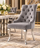 Harper Velvet Modern Dining Chair Grey Silver