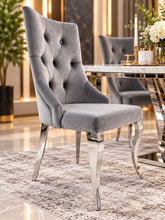 Baron Velvet Modern Dining Chair Grey Silver