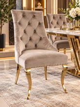 Harper Dining Chair Gold Stainless Steel Velvet Beige