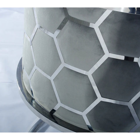 Rose Velvet Modern Stainless Steel Modern Dining Chair Grey Silver