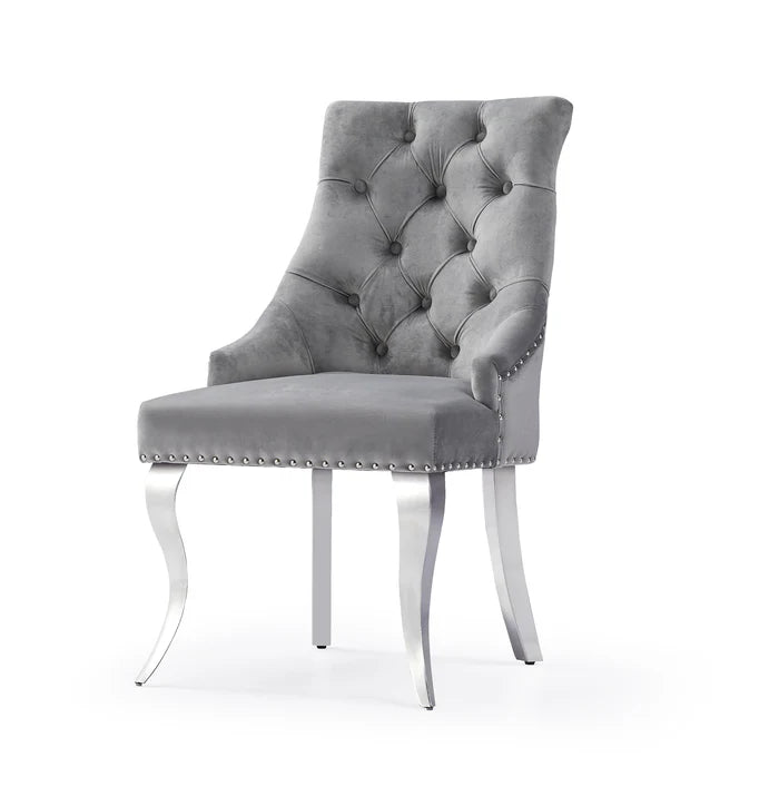 Harper Velvet Modern Dining Chair Grey Silver