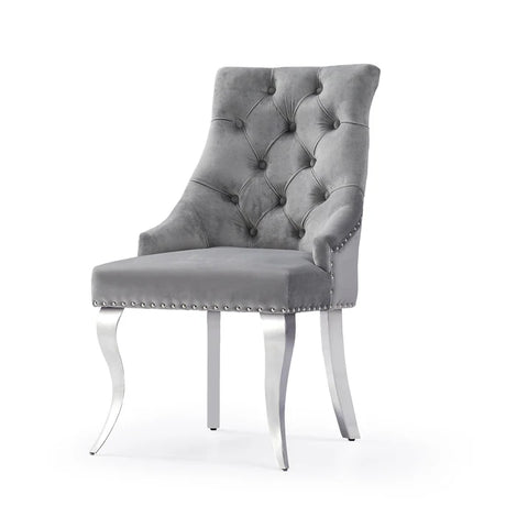 Harper Velvet Modern Dining Chair Grey Silver