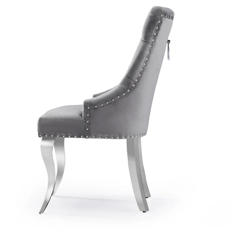 Harper Velvet Modern Dining Chair Grey Silver