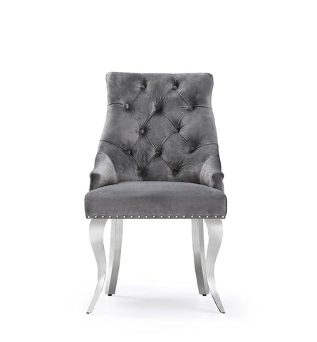 Harper Velvet Modern Dining Chair Grey Silver