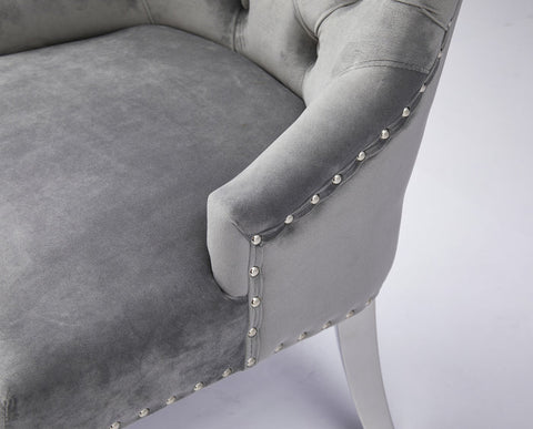 Harper Velvet Modern Dining Chair Grey Silver