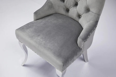 Harper Velvet Modern Dining Chair Grey Silver