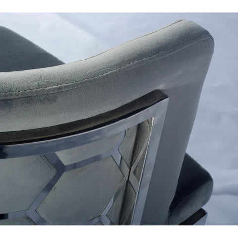 Rose Velvet Modern Stainless Steel Modern Dining Chair Grey Silver