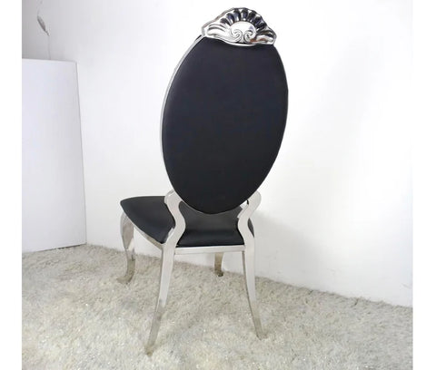 Alex Leather Stainless Steel Dining Chair Black Silver
