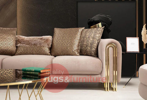 Sehrazat Velvet Luxury Sofa Beige Gold