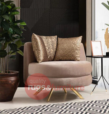 Sehrazat Velvet Luxury Sofa Beige Gold