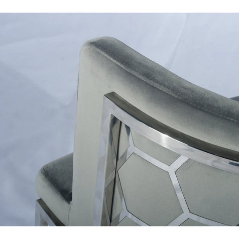 Rose Velvet Modern Stainless Steel Modern Dining Chair Grey Silver