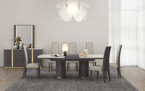 Juniper Modern Luxury Dining Table Graphite White Gold