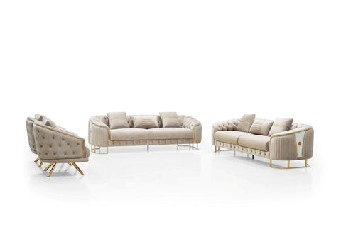 Royal Velvet Modern Sofa Set