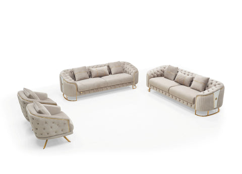 Royal Velvet Modern Sofa Set