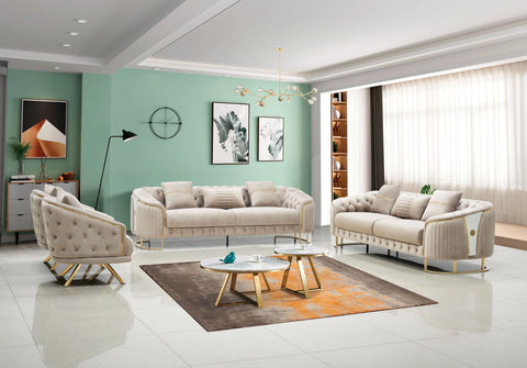 Royal Velvet Modern Sofa Set