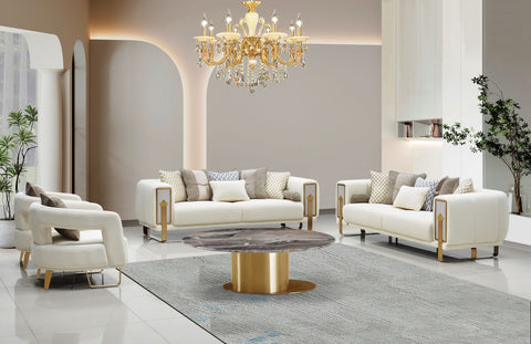 Emilio Modern Velvet Sofa Set Beige