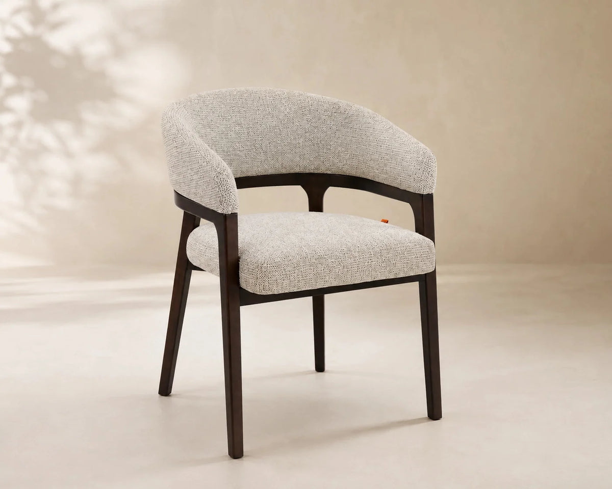 Marlow Beige Fabric Dining Chair Walnut Brown Legs