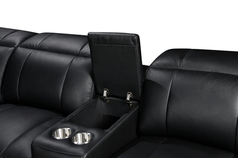 Vellin Modern Corner Electric Recliner Genuine Leather Sofa Set Black
