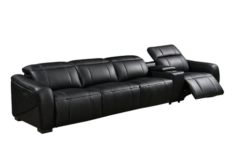 Vellin Modern Corner Electric Recliner Genuine Leather Sofa Set Black
