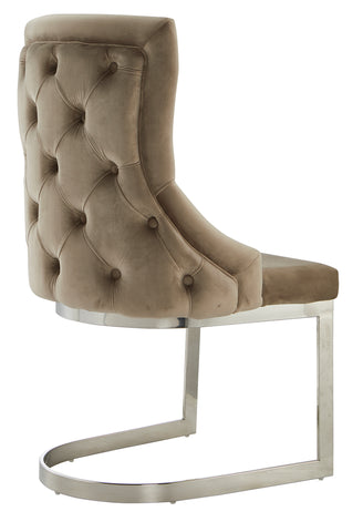 Amelia Velvet Fabric Dining Chair Beige Gold