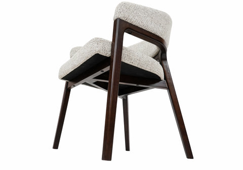 Marlow Beige Fabric Dining Chair Walnut Brown Legs