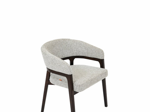 Marlow Beige Fabric Dining Chair Walnut Brown Legs