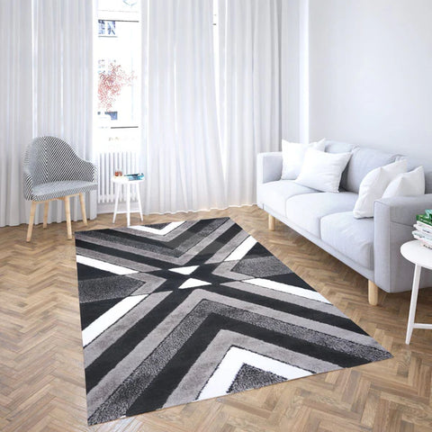 Rio Loop Hb78 Black Grey Modern Area Rug