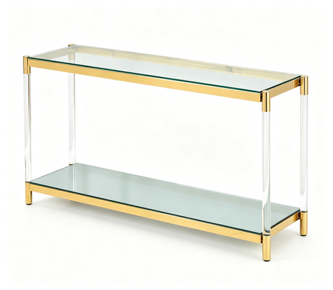 Orbit Console Table Tempered Glass and Mirror