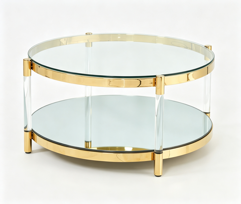 Orbit Coffee Table Tempered Glass and Mirror