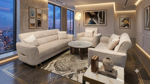 Torino Modern Fabric Sofa Set