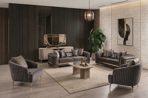 Nevada Luxury Modern Velvet Sofa Set