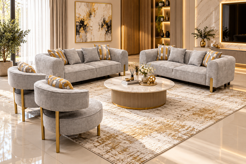 Nirvana Fabric Modern Sofa Set