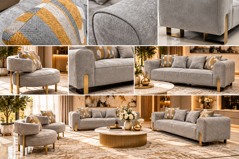 Nirvana Fabric Modern Sofa Set