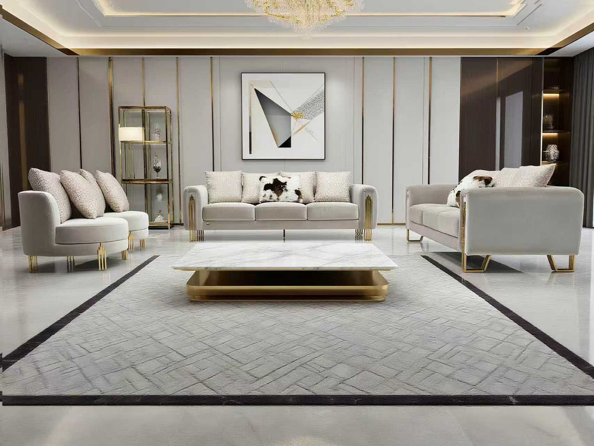 Arvo Velvet Modern Sofa Set Beige