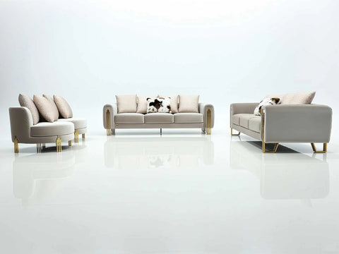 Arvo Velvet Modern Sofa Set Beige