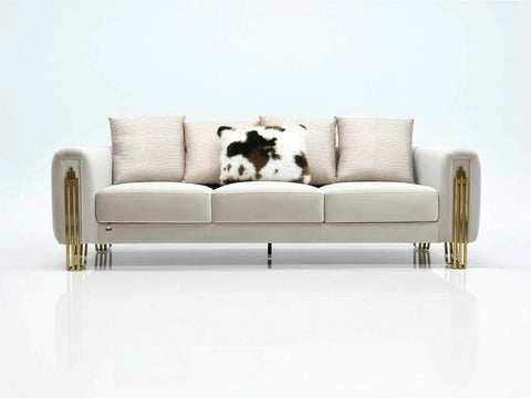 Arvo Velvet Modern Sofa Set Beige