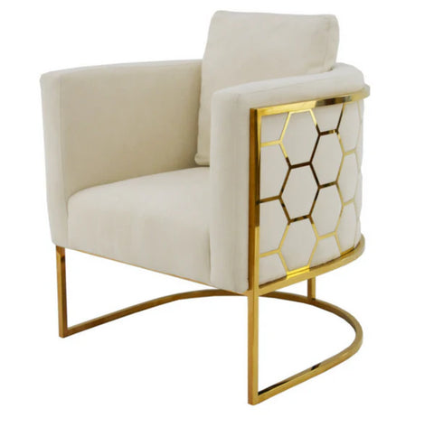 Rose Velvet Modern Stainless Steel Modern Dining Chair Gold Beige