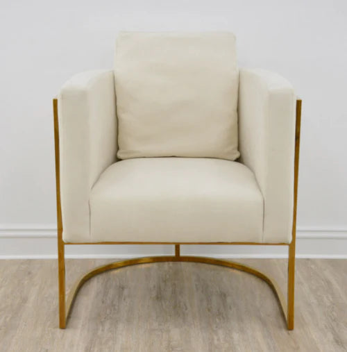 Rose Velvet Modern Stainless Steel Modern Dining Chair Gold Beige