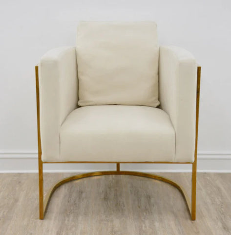 Rose Velvet Modern Stainless Steel Modern Dining Chair Gold Beige