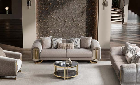 Romeo Luxury Modern Velvet Sofa Set Brown