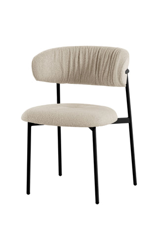 Dining Chair UDC23101 Beige with Wrinkle Back & Cross-Stitched Seat, Beige Painted Legs