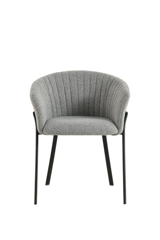 Dining Chair UDC24018 Grey with Vertical Stitching & Black Sandy Legs