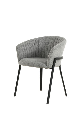 Dining Chair UDC24018 Grey with Vertical Stitching & Black Sandy Legs