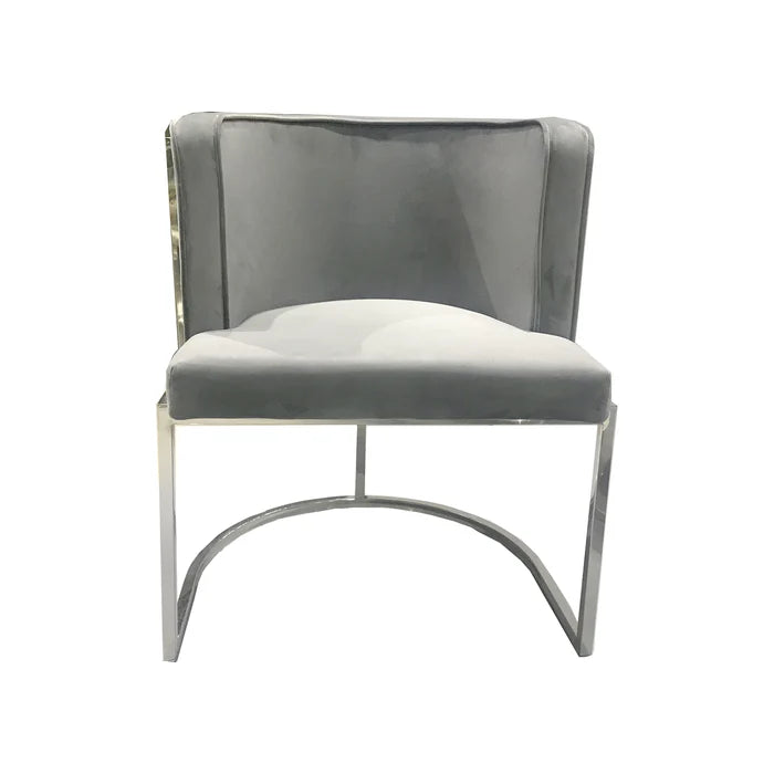 Rose Velvet Modern Stainless Steel Modern Dining Chair Grey Silver