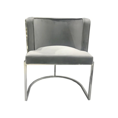 Rose Velvet Modern Stainless Steel Modern Dining Chair Grey Silver